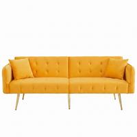 SCHLAFSOFA 2-in-1 Funktion Velours - Gelb, Kunststoff (178/70/82cm) - Urban Meuble