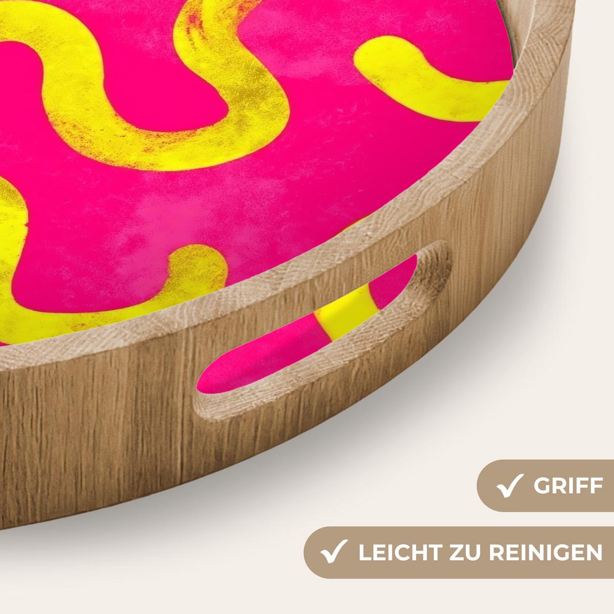 TABLETT Linie - Gelb - Abstrakt 40x40 cm - Pink, Holz (40/5/5cm) - OnlyWow