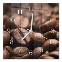 WANDUHR aus Glas 30x30 cm - Kaffeebohnen - Braun, Glas (30/30/0.4cm) - TULUP