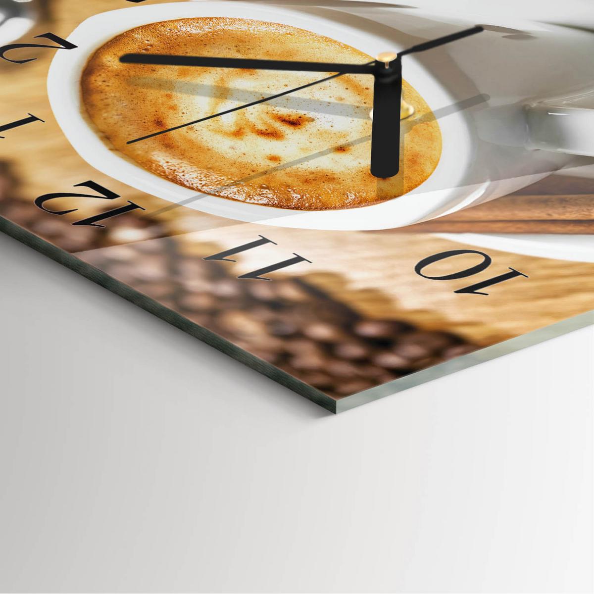 WANDUHR aus Glas 30x30 cm - Kaffee - Braun, Glas (30/30/0.4cm) - TULUP