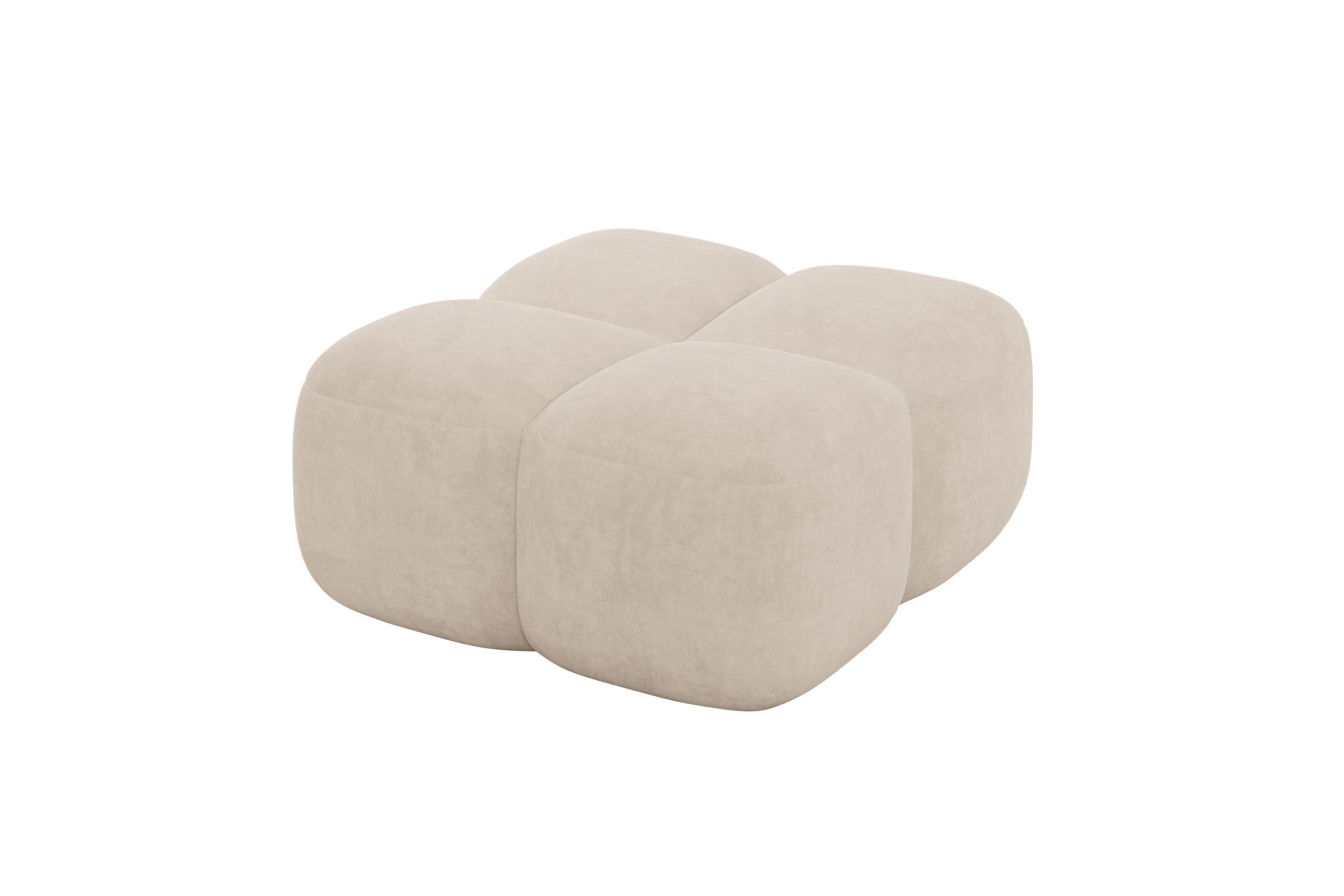 POUF Miko-Puf 90x90x45 cm Beige Velours Modular Sitzhocker - Ecru/Schwarz, Holzwerkstoff/Kunststoff (90/43/90cm) - ALTDECOR