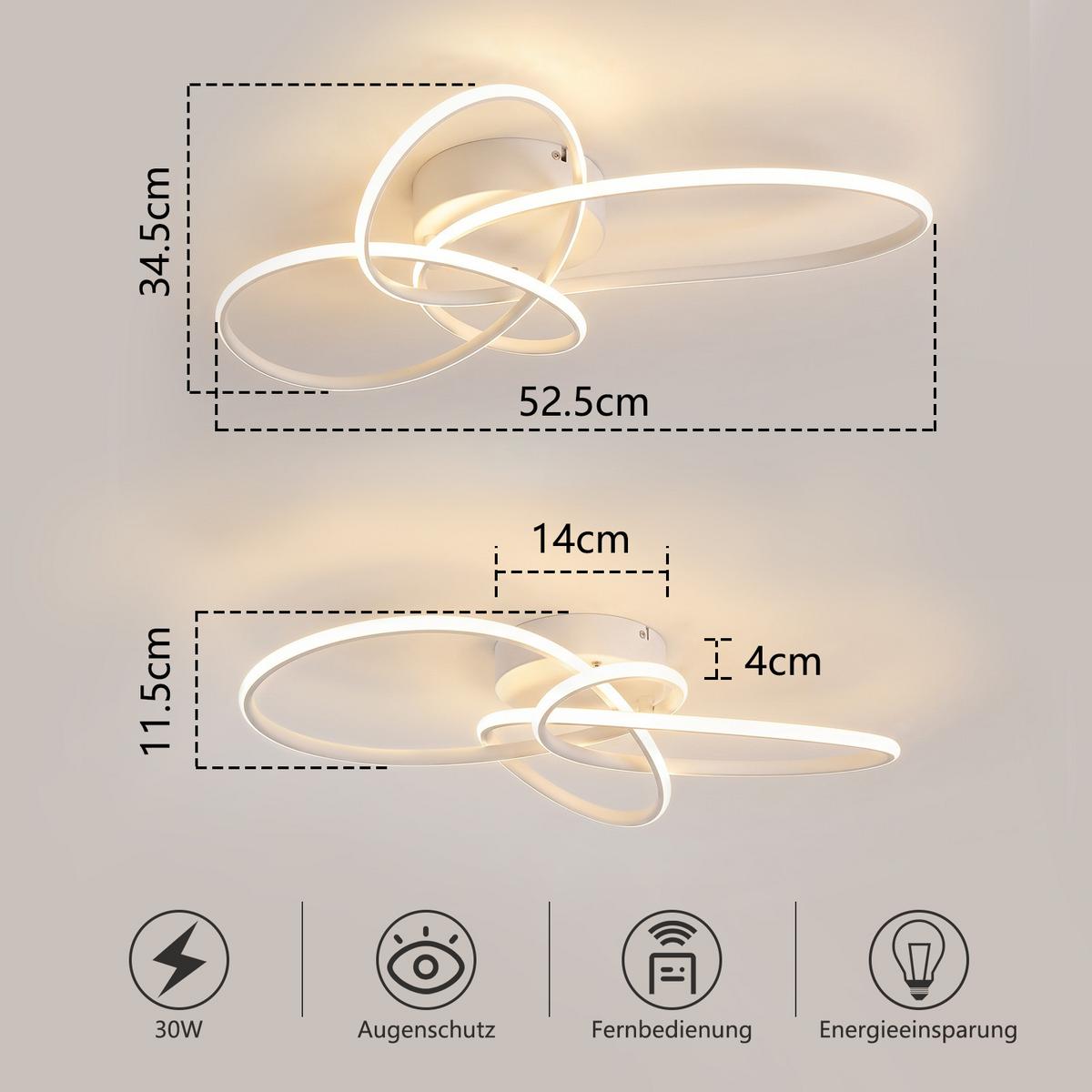 LED DECKENLEUCHTE Nythveth 52,5/35,5/11,5 cm - Weiß, Kunststoff/Metall (52.5/35.5/11.5cm) - ZMH