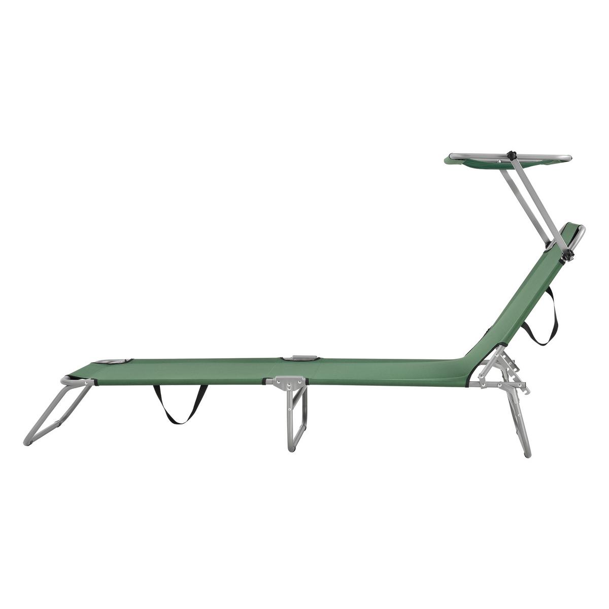 SONNENLIEGE Argozelo - Dunkelgrün, Textil/Metall (186/24/55cm) - casa.pro