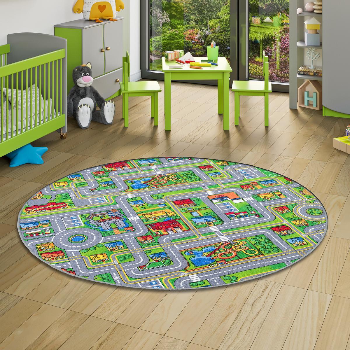 KINDER SPIEL TEPPICH ABENTEUERLAND BUNT RUND - Multicolor, Textil (100/100cm) - Snapstyle