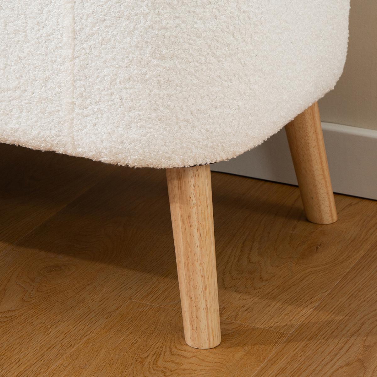 TRUHENBANK mit Fleece-Optik, Holzbeine für Wohnzimmer - Creme, Textil (42/45/120cm) - HOMCOM