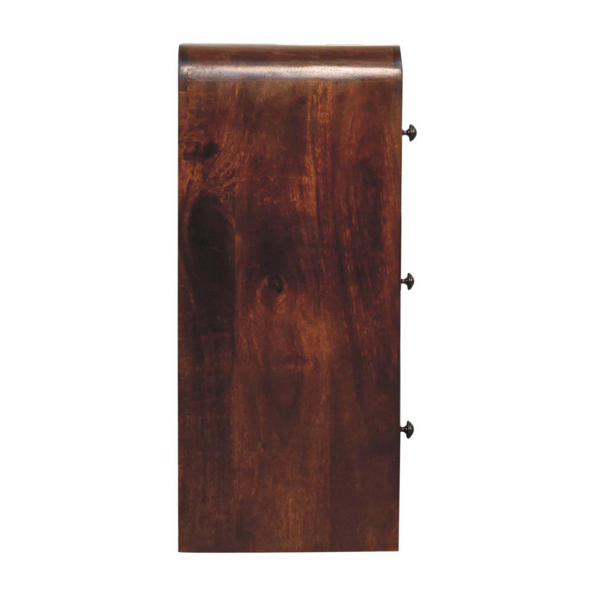 KOMMODE Aspen Schlank, 3 Schubladen, Dunkelbraun - Messingfarben/Braun, Holz/Metall (70/80/35cm) - Artisan Furniture