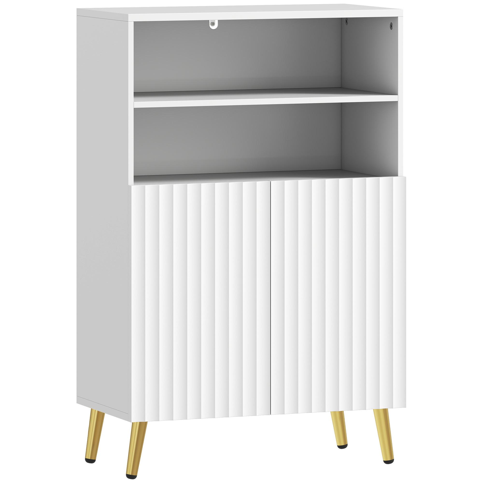 BADEZIMMERSCHRANK MDF Metall Weiß - Goldfarben/Weiß, Holzwerkstoff/Metall (31.8/93/60cm) - HOMCOM