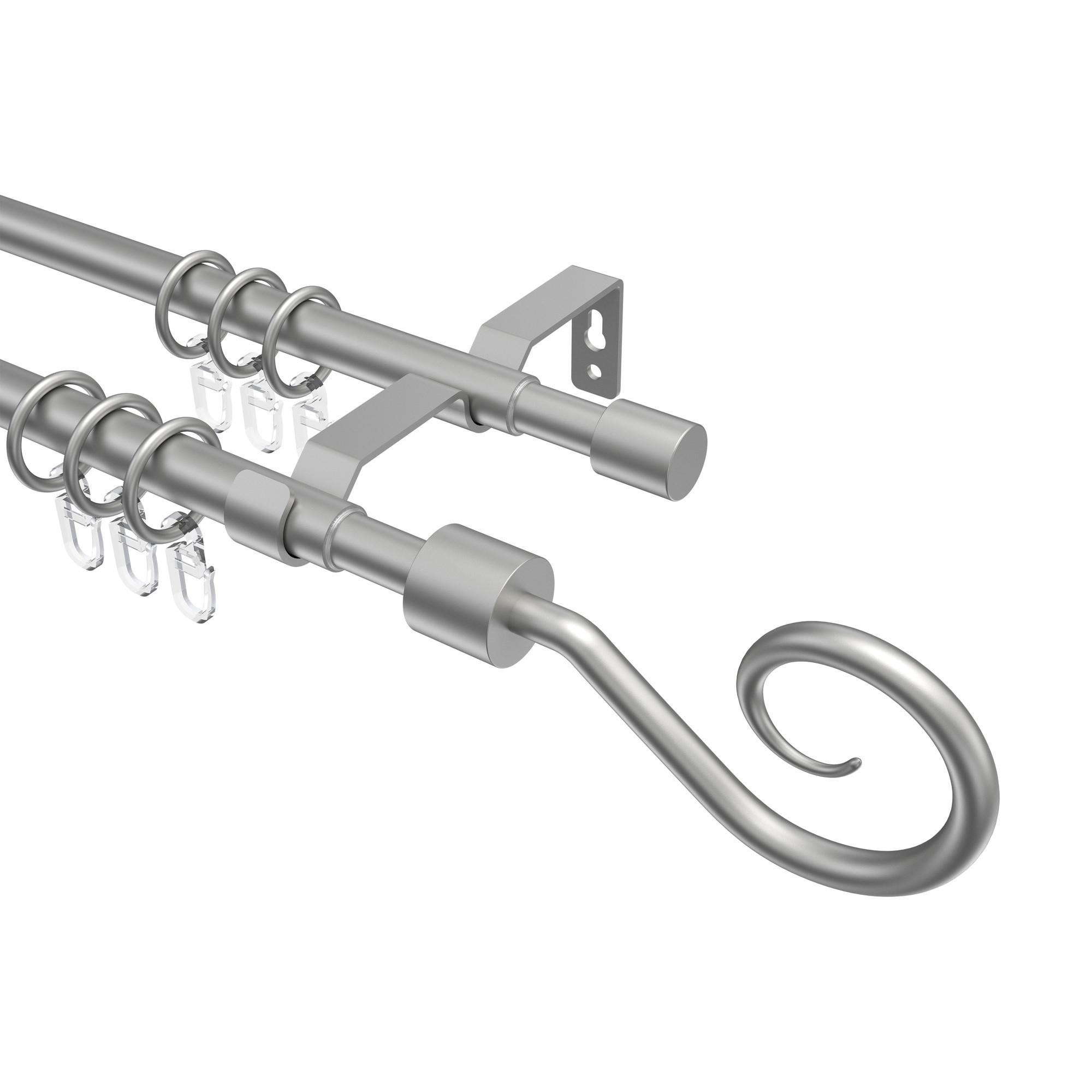 GARDINENSTANGE / TELESKOPSTANGE Hera Helix 70-120 cm, 2-läufig, 16/13 mm Ø Silbergrau - Silberfarben/Alufarben, Kunststoff/Metall (120cm) - INTERDECO