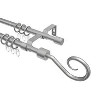 GARDINENSTANGE / TELESKOPSTANGE Hera Helix 130-240 cm, 2-läufig, 16/13 mm Ø Silbergrau - Silberfarben/Alufarben, Kunststoff/Metall (240cm) - INTERDECO