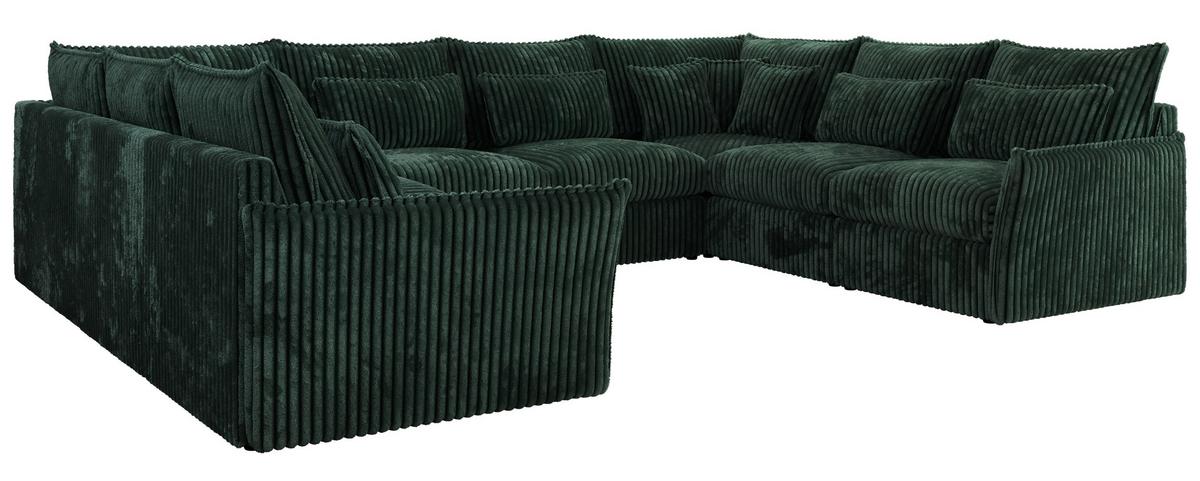 WOHNLANDSCHAFT VERSO U 8M Grün Cord - Schwarz/Grün, Kunststoff/Textil (362/93/270cm) - MKS