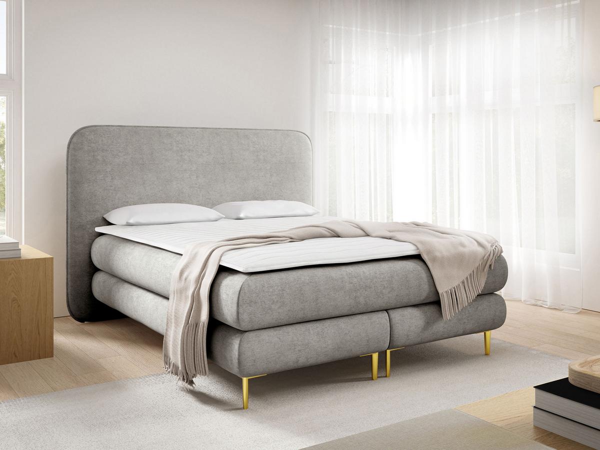 BOXBETT Amaretto - H3 - Goldfarben/Grau, Holz/Textil (140/200cm) - MIRJAN24