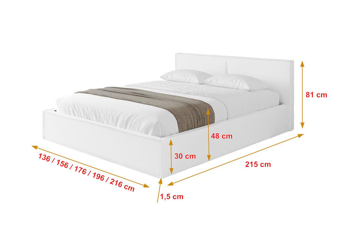 POLSTERBETT mit Bettkasten und Lattenrost, Bett mit Matratze H3/H4 - EMMI-V1 180x200 Weiß Kunstleder - Weiß Hochglanz, Holzwerkstoff/Textil (180/200cm) - ALTDECOR