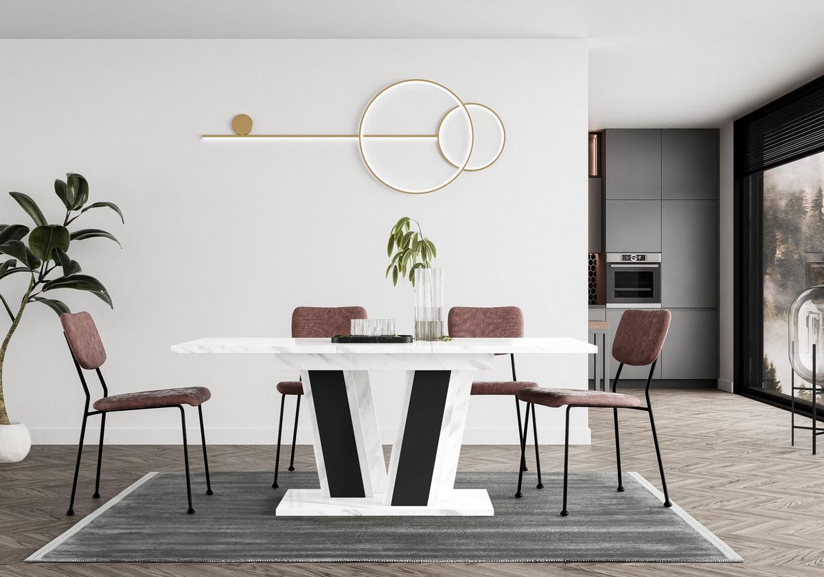 ESSTISCH BORSEN Ausziehbar 120 - 160 / 80 x 76 cm - Hellgrau/Schwarz, Holz (120/80/76cm) - MASSENO