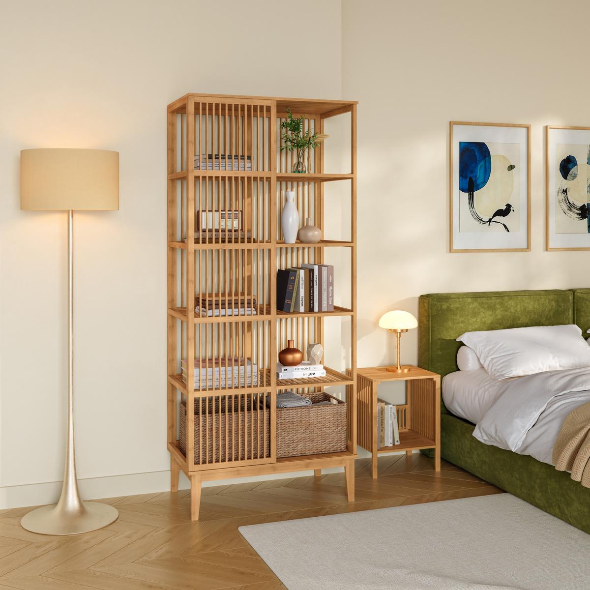 STANDREGAL Trundholm - Naturfarben, Holz (80/185/45cm) - [en.casa]