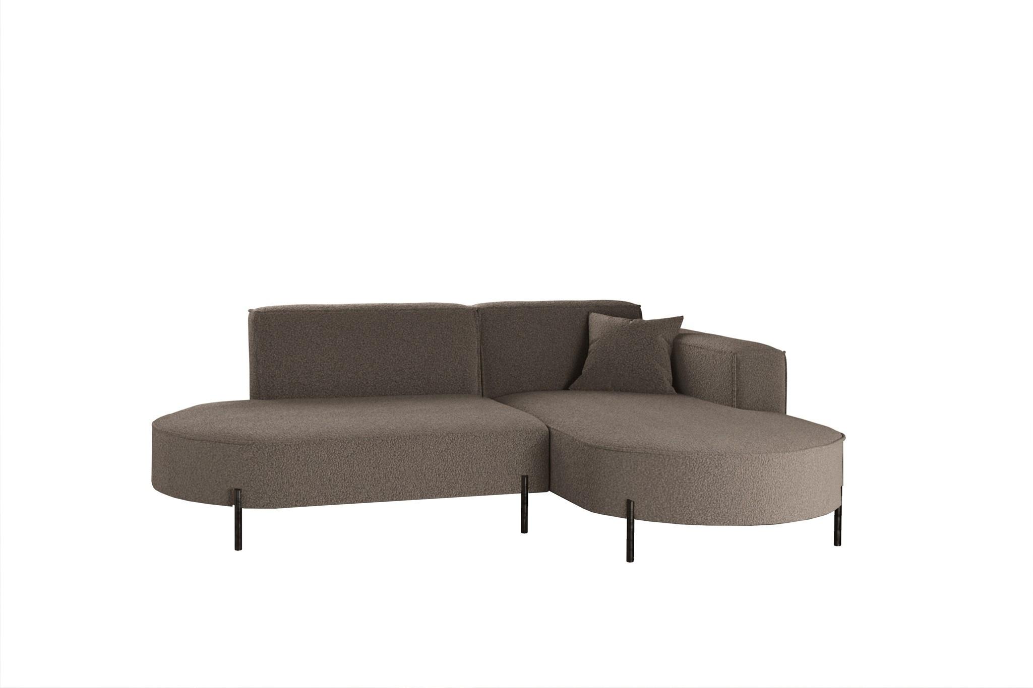 ECKSOFA Valencia Xs - Braun, Holzwerkstoff/Textil (236/165cm) - Fun Möbel