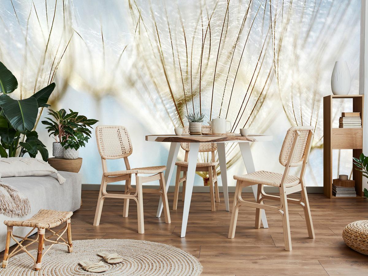 FOTOTAPETE für Wohnzimmer Löwenzahn Pflanzen Natur 100x70 - Blau/Beige, Papier (100/70cm) - Muralo