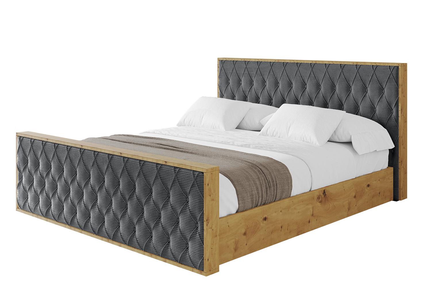 POLSTERBETT mit Bettkasten, Fußteil und Lattenrost, Boxbett ohne Matratze - ENZO5-Z 120x200 Dunkelgrau - Anthrazit, Holzwerkstoff/Textil (120/200cm) - ALTDECOR