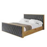 POLSTERBETT mit Bettkasten, Fußteil und Lattenrost, Boxbett ohne Matratze - ENZO5-Z 120x200 Dunkelgrau - Anthrazit, Holzwerkstoff/Textil (120/200cm) - ALTDECOR