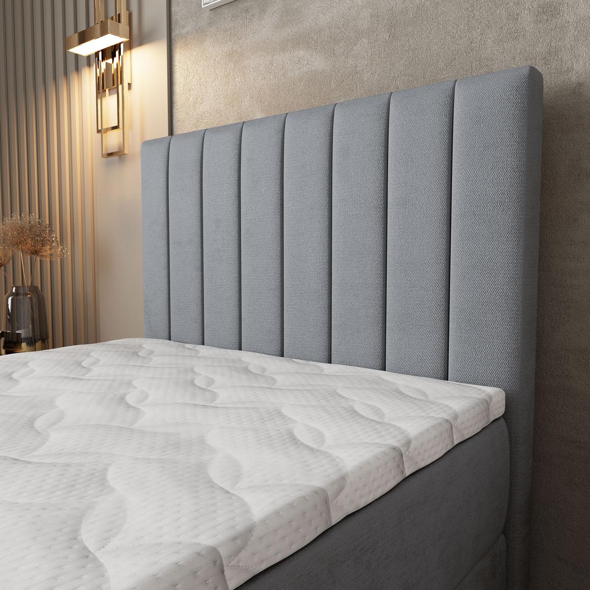 BOXBETT ARION 100 100x200 cm mit Matratze und Topper, H2+H3 - Grau - Grau, Holz (100/200cm) - MASSENO