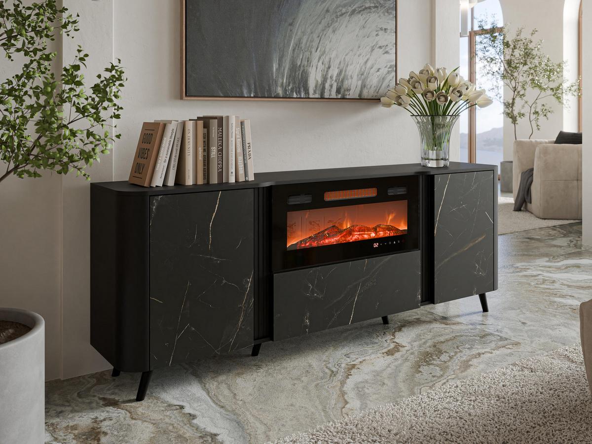 KOMMODE Volare 200 EF mit Kamin - Multicolor/Schwarz, Holzwerkstoff/Kunststoff (200/76/39cm) - MIRJAN24