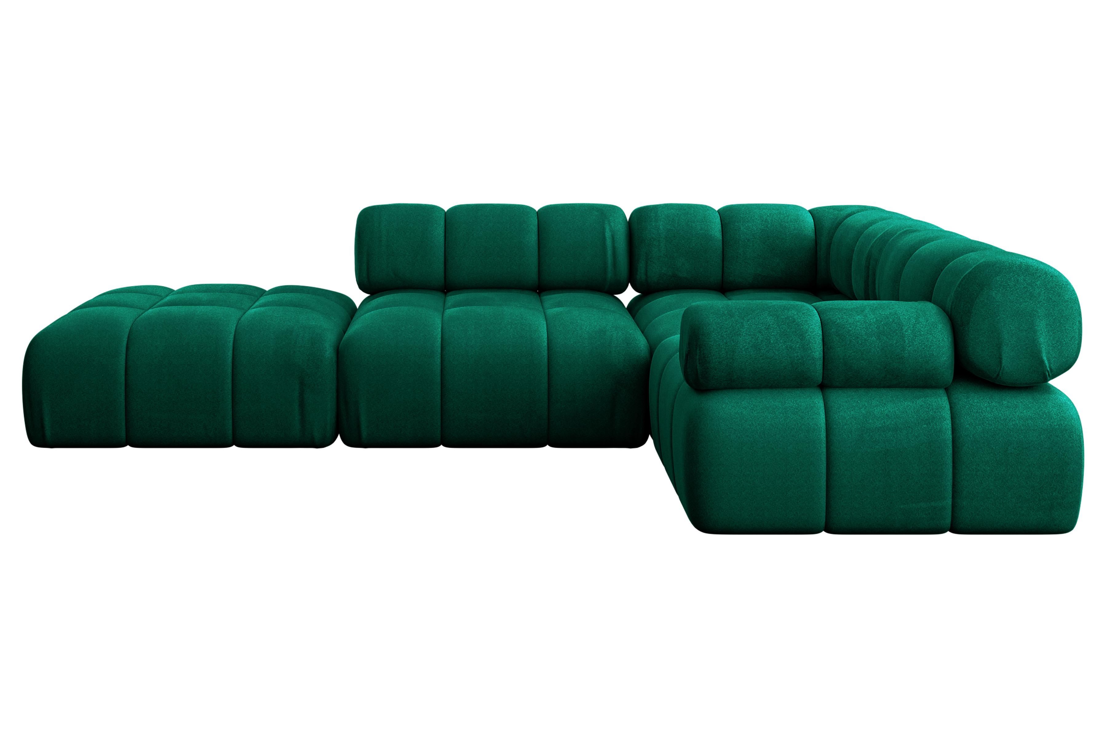 ECKSOFA modulares Sofa Felto-L1 - 285x190x70 cm Dunkelgrün Velours - Dunkelgrün, Holzwerkstoff/Textil (285/190cm) - ALTDECOR
