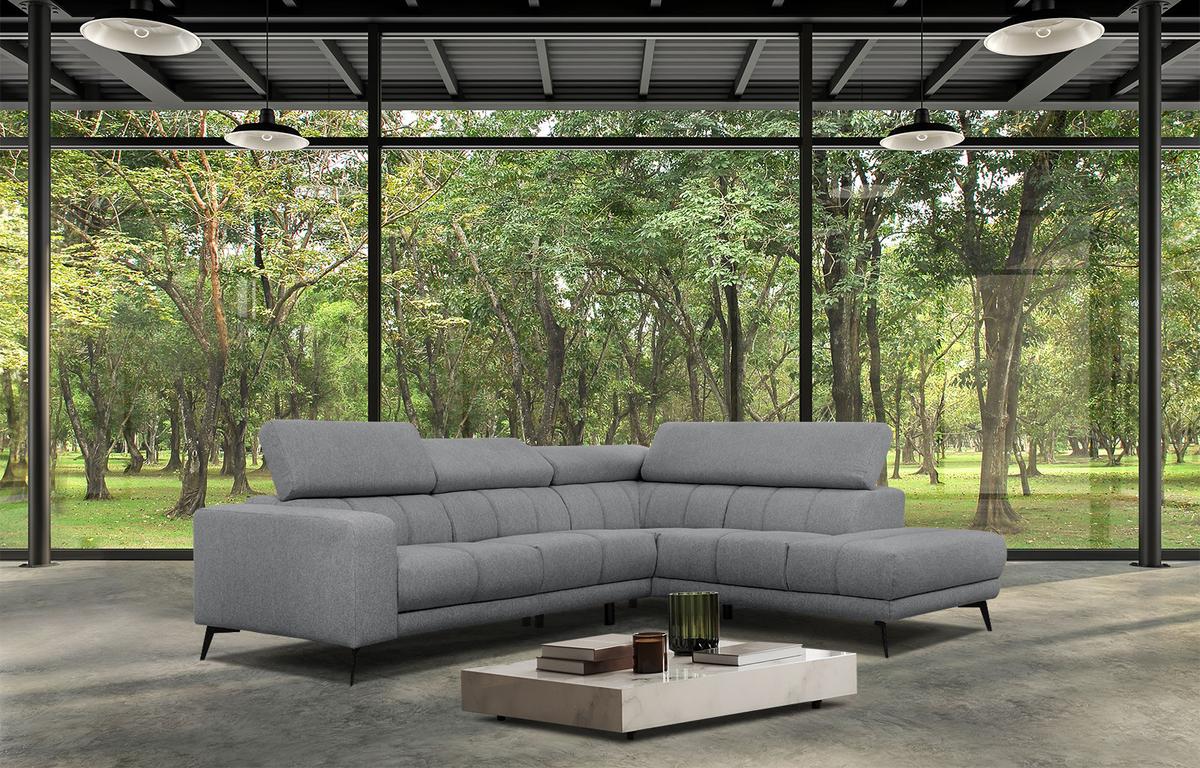 ECKSOFA MORELLO 5-Sitzer, grau - Schwarz/Grau, Holzwerkstoff/Textil (287/228cm) - Wozimo