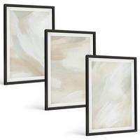 BILDER SET 3er Set - 40x60 cm Schwarzer Rahmen - Minimalismus der Farbstruktur - Schwarz, Kunststoff (40/60cm) - TULUP