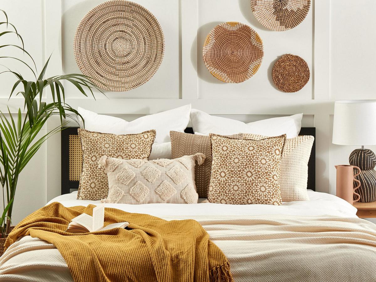 DEKOKISSEN 2er-Set Sandbeige 45/45 cm Ceiba - Beige, Naturmaterialien/Textil (45/45cm) - Beliani