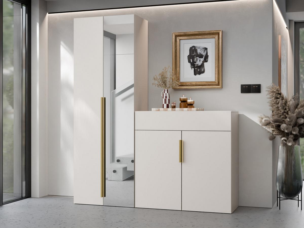 GARDEROBE-SET Kerkin II - Sandfarben/Goldfarben, Holzwerkstoff/Kunststoff (70/200/42cm) - MIRJAN24