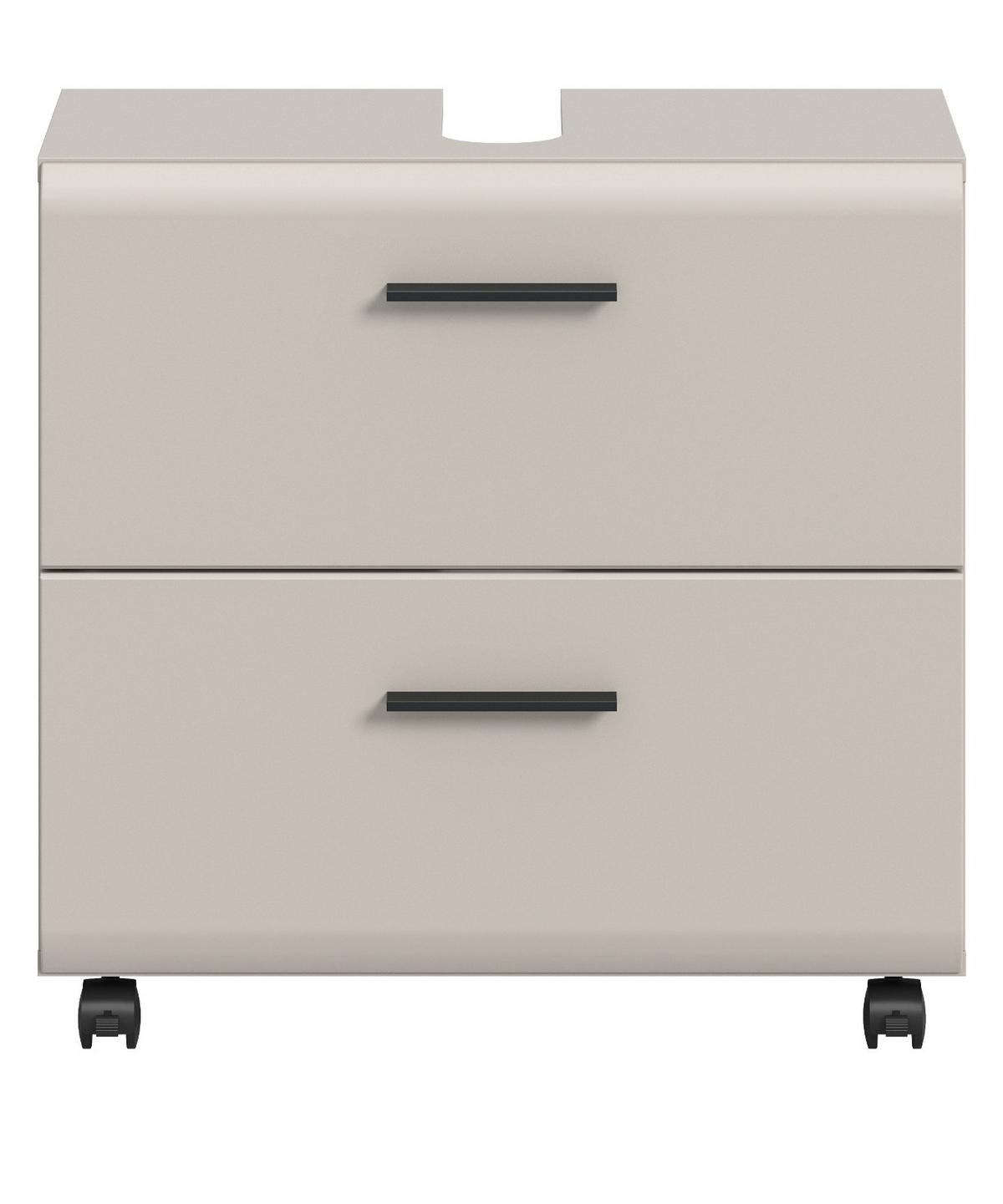 WASCHBECKENUNTERSCHRANK Kaschmir 60 cm, Badezimmer Unterschrank auf Rollen - Kaschmir/Schwarz, Holzwerkstoff/Kunststoff (60/59/30cm) - Inn.Furn