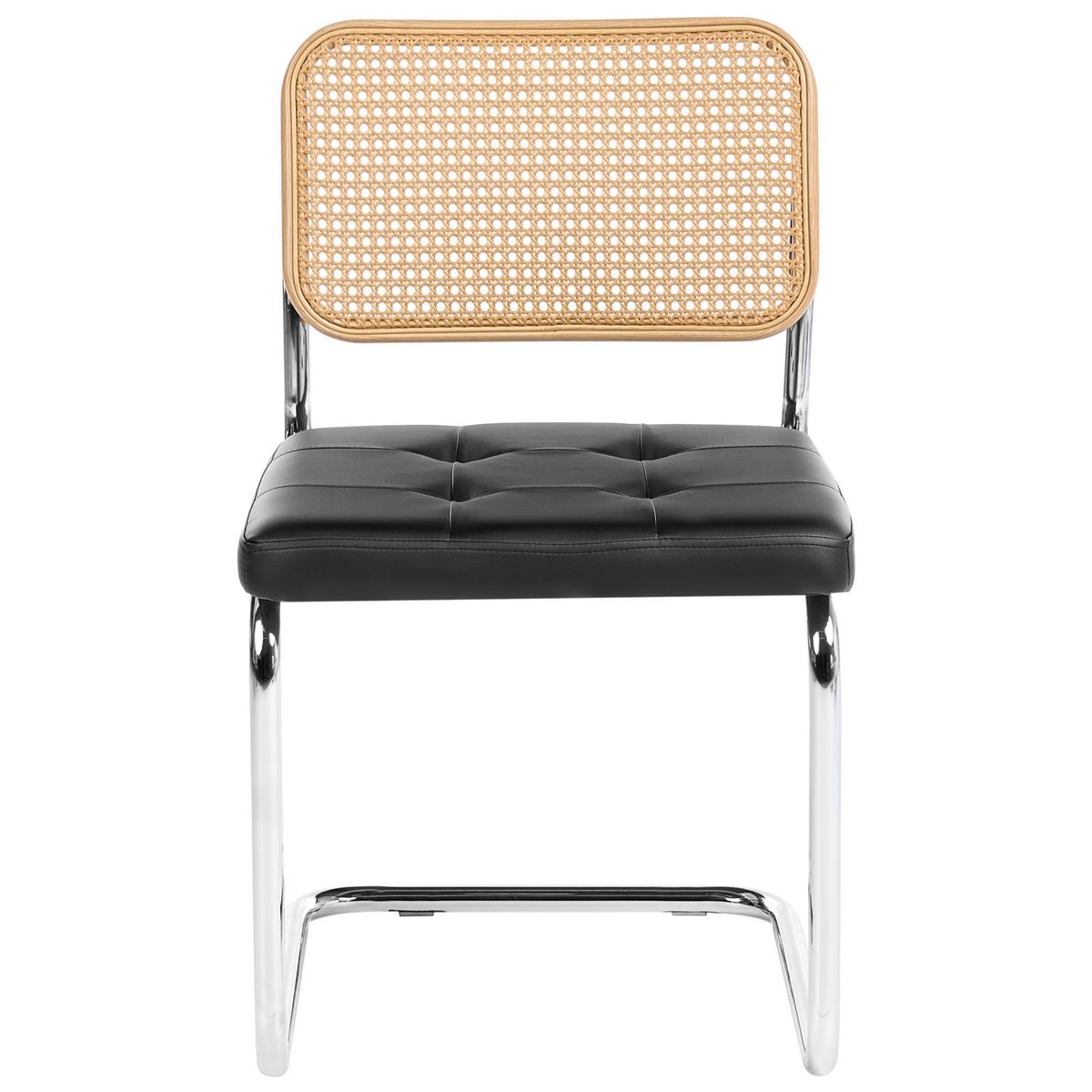 ESSZIMMERSTUHL 2er-Set Metall Schwarz Ethete - Hellbraun, Kunststoff (49/83/54cm) - Beliani