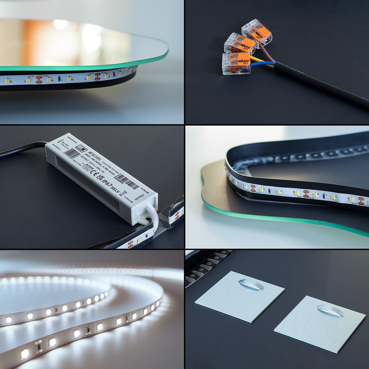 LED SPIEGEL 50x70 cm asymmetrisch 6000K - Blau, Glas (50/70/0.4cm) - TULUP