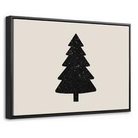 LEINWAND Bilder mit Rahmen - Weihnachtsbaum - Schwarz - Urlaub - Beige - 30x20 - Schwarz, Textil (30/20cm) - MuchoWow