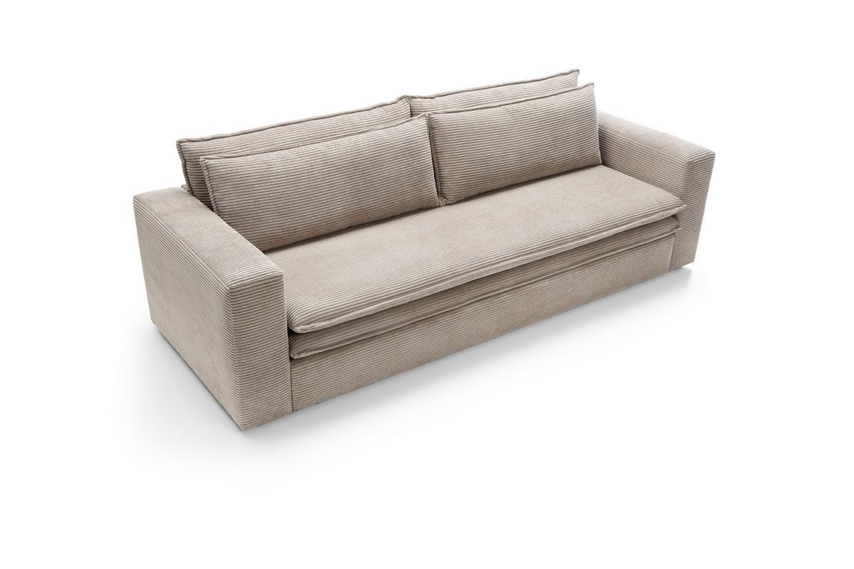 BETTSOFA SCORZA Beige Velours-Stoff mit Schlaffunktion - Beige, Textil (95/82/244cm) - MASSENO