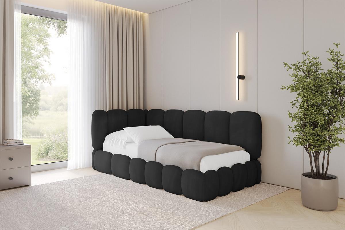 EINZELLBETT Jugendbett mit Bettkasten, Rechts - AVRY 80x200 Schwarz - Anthrazit, Holzwerkstoff/Textil (80/200cm) - ALTDECOR