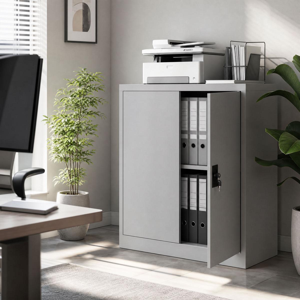 AKTENSCHRANK kaltgewalzter Stahl grau - Grau, Metall (40/92.5/80cm) - Vinsetto