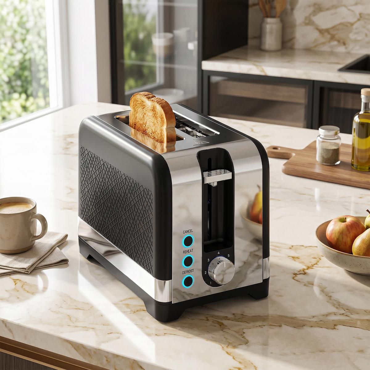 TOASTER Kunststoff Schwarz - Schwarz, Kunststoff (15.6/18.9/26.4cm) - HOMCOM