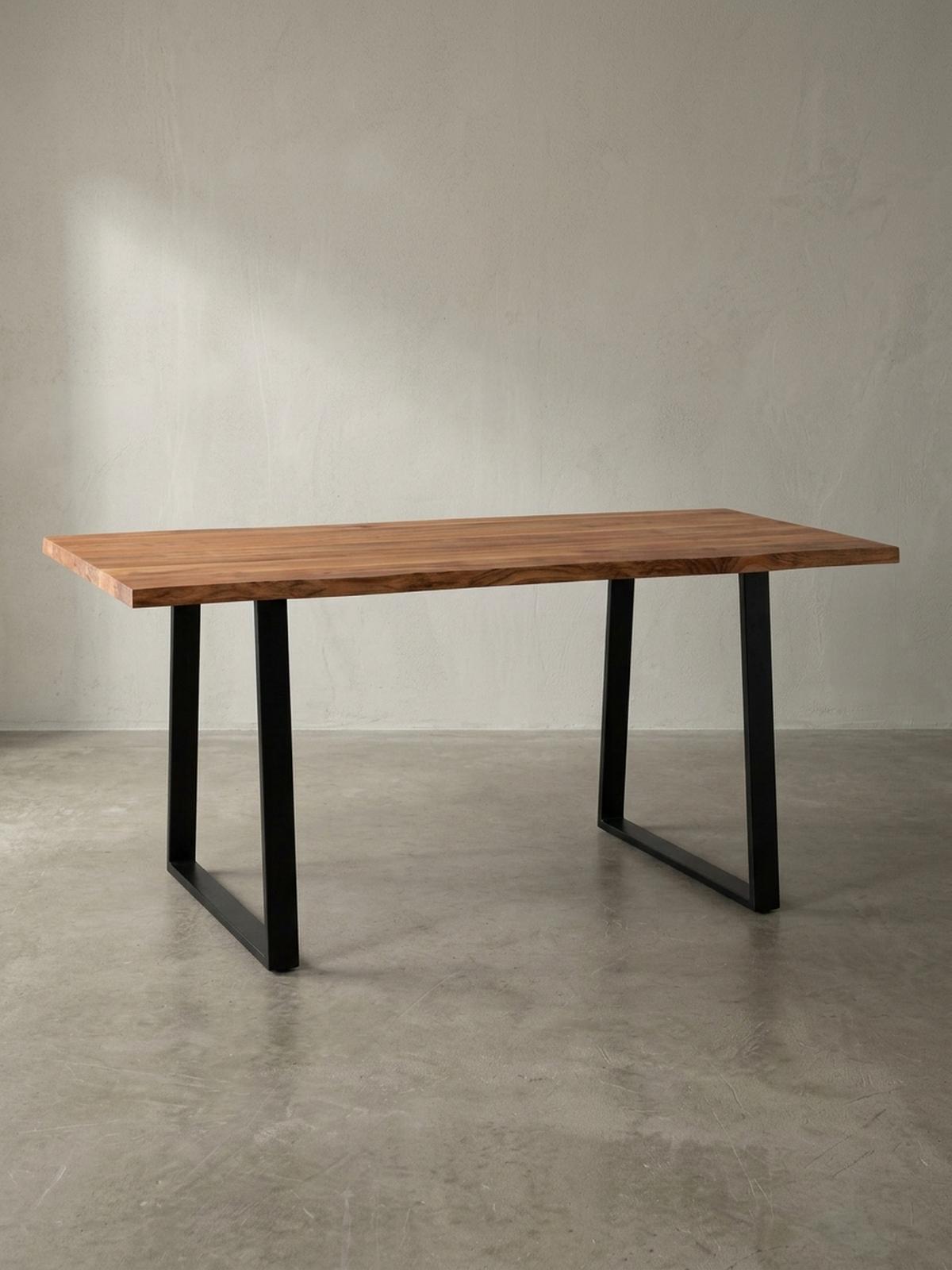 SCHREIBTISCH Massivholz Baumkante Handgefertigt Akazie TARN, Goldbraun-Schwarz 180x90x76 cm - Schwarz/Braun, Holz/Metall (90/180/76cm) - KADIMA DESIGN