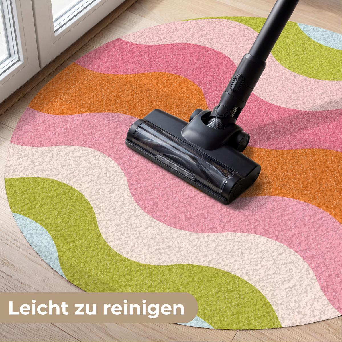 FUSSMATTE Bahnen - Wellen - Bunt - Vertikal Fußabtreter 90x90 cm - Multicolor, Kunststoff (90/0.4cm) - MuchoWow