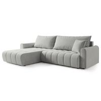 ECKSOFA FRIGA Hellgrau Strukturstoff mit Schlaffunktion - Hellgrau, Holz (283/185cm) - MASSENO