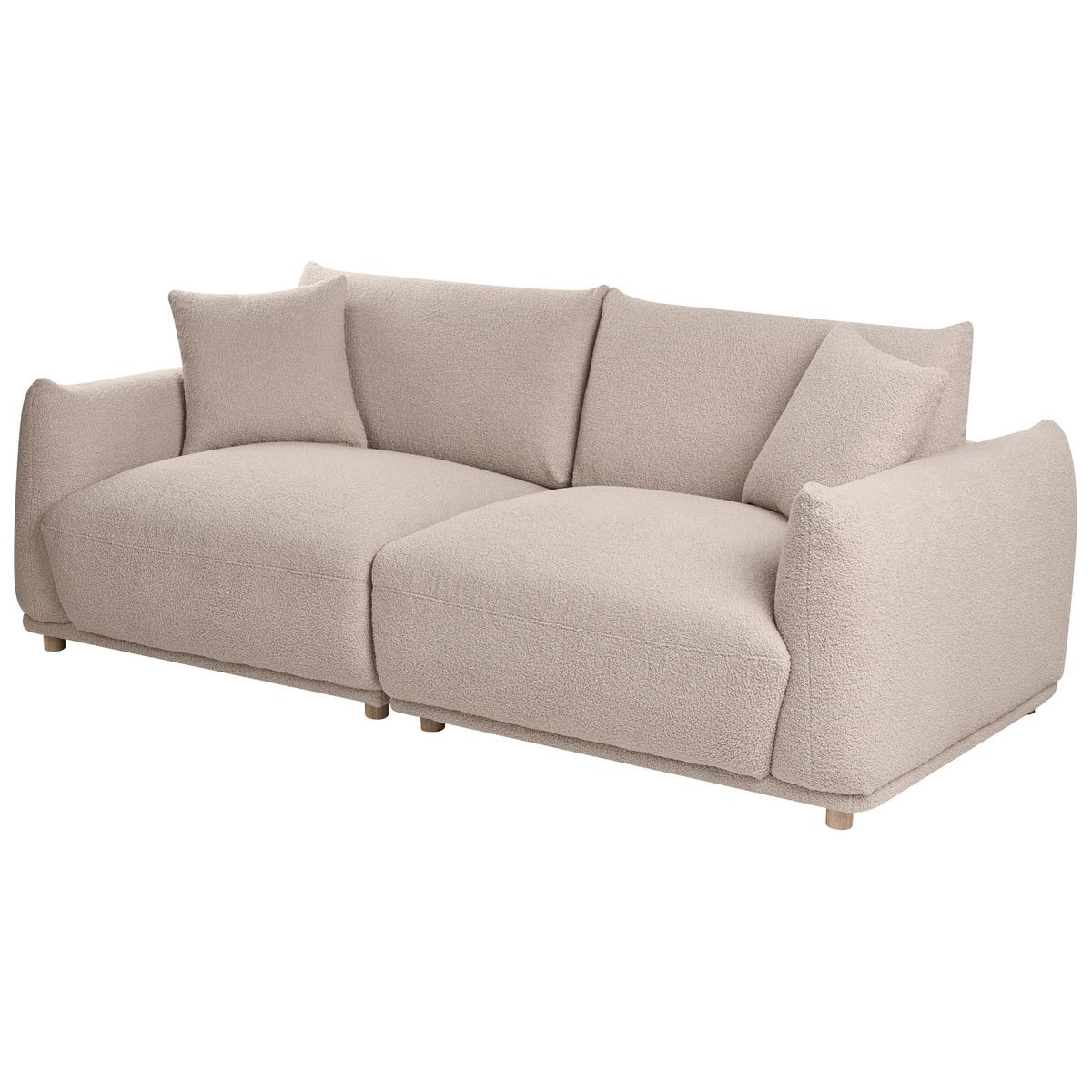 SOFA-SET 5-Sitzer Bouclé Beige Jubek - Beige, Textil (220/75/104cm) - Beliani