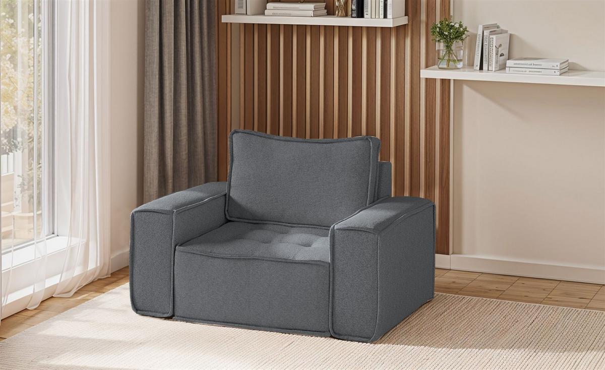 SOFASET Sande 3-2-1 Stoff Alpine - Anthrazit, Holzwerkstoff/Textil (292/85/90cm) - Fun Möbel