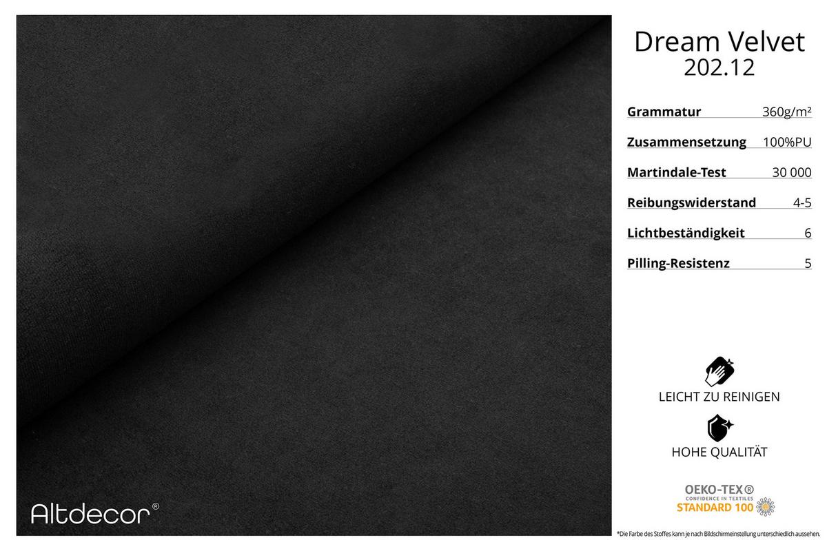 ECKSOFA Ottomane rechts ENIL-L 297x189x68 Schwarz Velours - Schwarz, Holzwerkstoff/Kunststoff (189/297cm) - ALTDECOR
