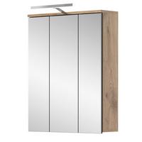 SPIEGELSCHRANK Eiche 60 x 77 cm Badschrank 3-türig mit Soft-Close - Eichefarben, Glas/Holzwerkstoff (60/77/18cm) - Inn.Furn
