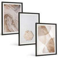 BILDER SET 3er Set - 40x60 cm Schwarzer Rahmen - Designerabstraktion der Natur - Schwarz, Kunststoff (40/60cm) - TULUP