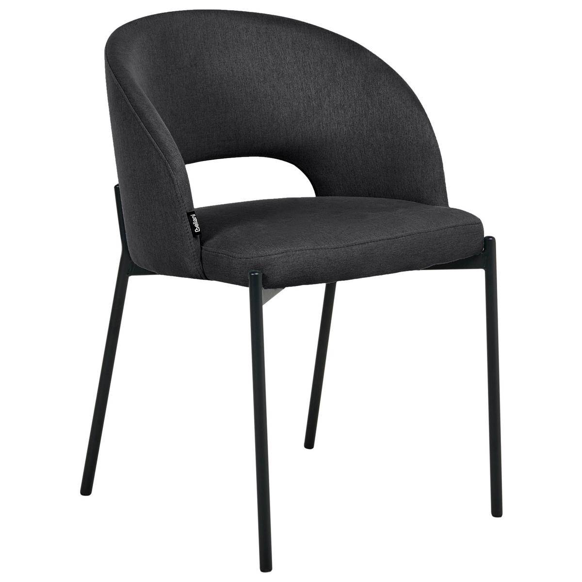ESSZIMMERSTUHL 2er-Set Stoff Schwarz Penny - Schwarz, Textil (46/76/50cm) - Beliani