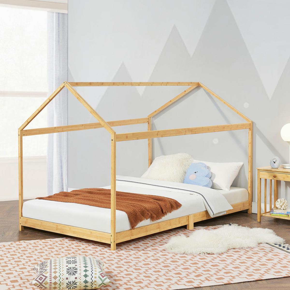 HAUSBETT Vindafjord - Naturfarben, Holz (90/200cm) - [en.casa]