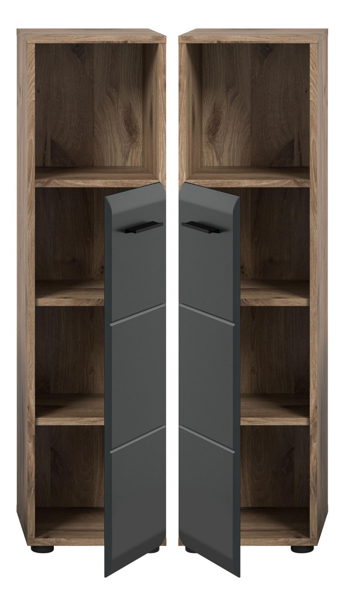 MIDISCHRANK schwarz matt, Nox Eiche, Bad Unterschrank 30 cm - Eichefarben/Schwarz, Holzwerkstoff/Kunststoff (30/110/30cm) - Inn.Furn