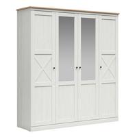 SCHRANK 4 Türen Victoria Weiß und Holz - Weiß, Holzwerkstoff (203/220/58cm) - Petits-meubles