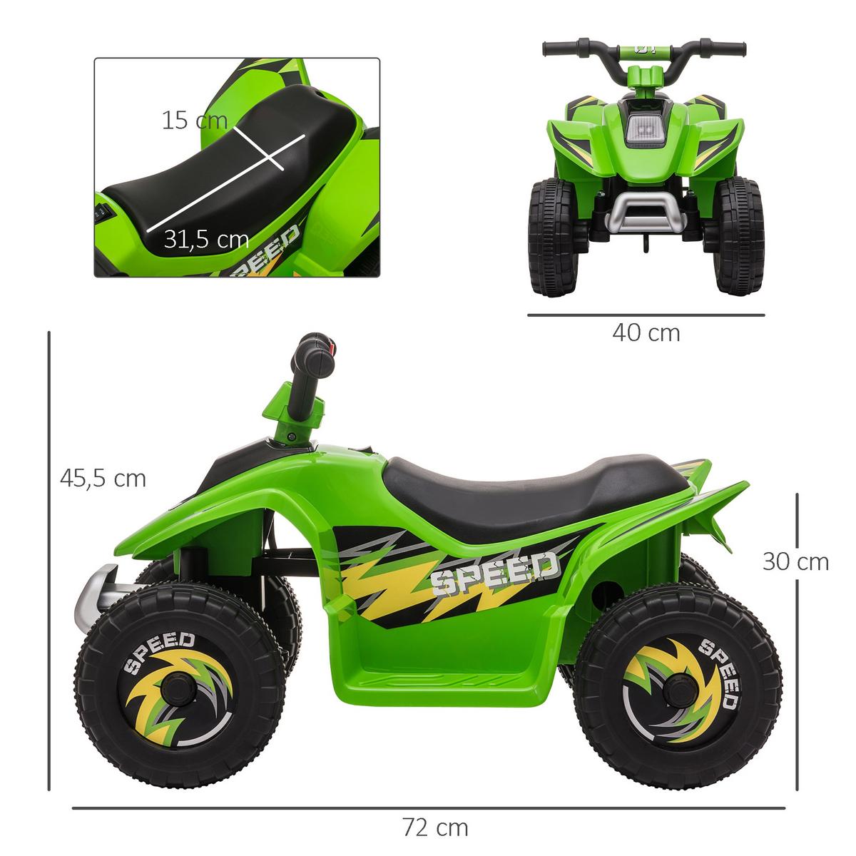 KINDER-ELEKTRO-QUAD Kunststoff Metall Grün - Grün, Kunststoff (72/40/45.5cm) - HOMCOM